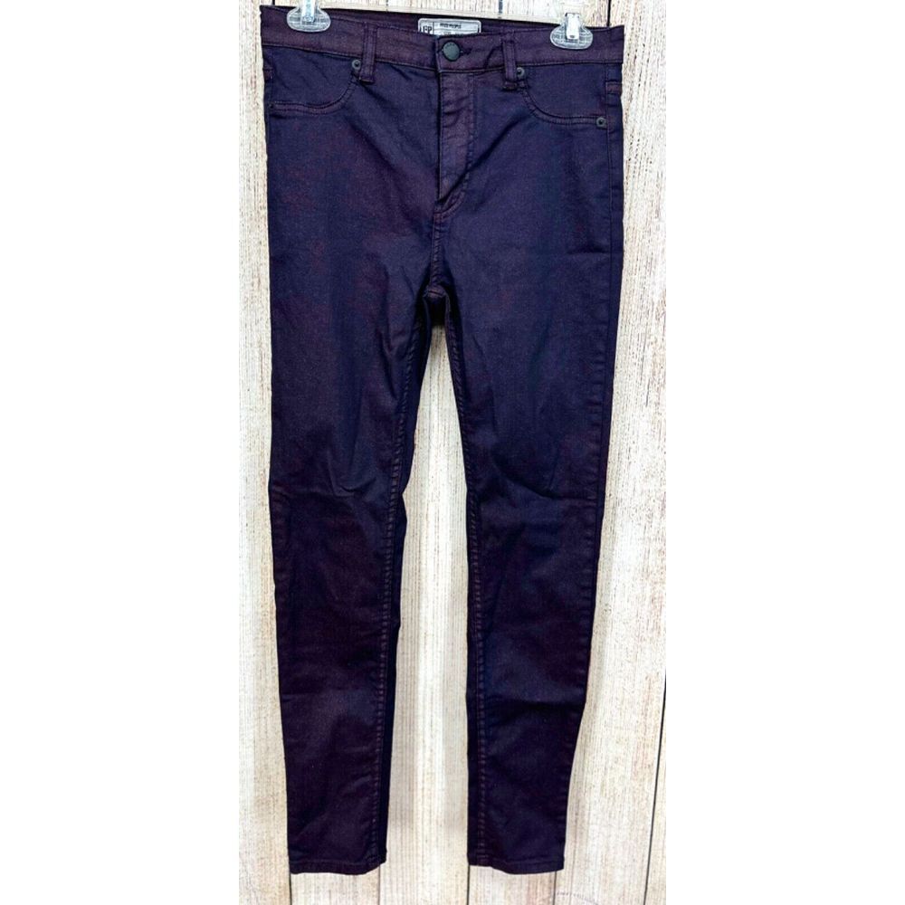 Free People Glitter Jeans Size 27 Sparkle Purple Denim Skinny Mid Rise Pants